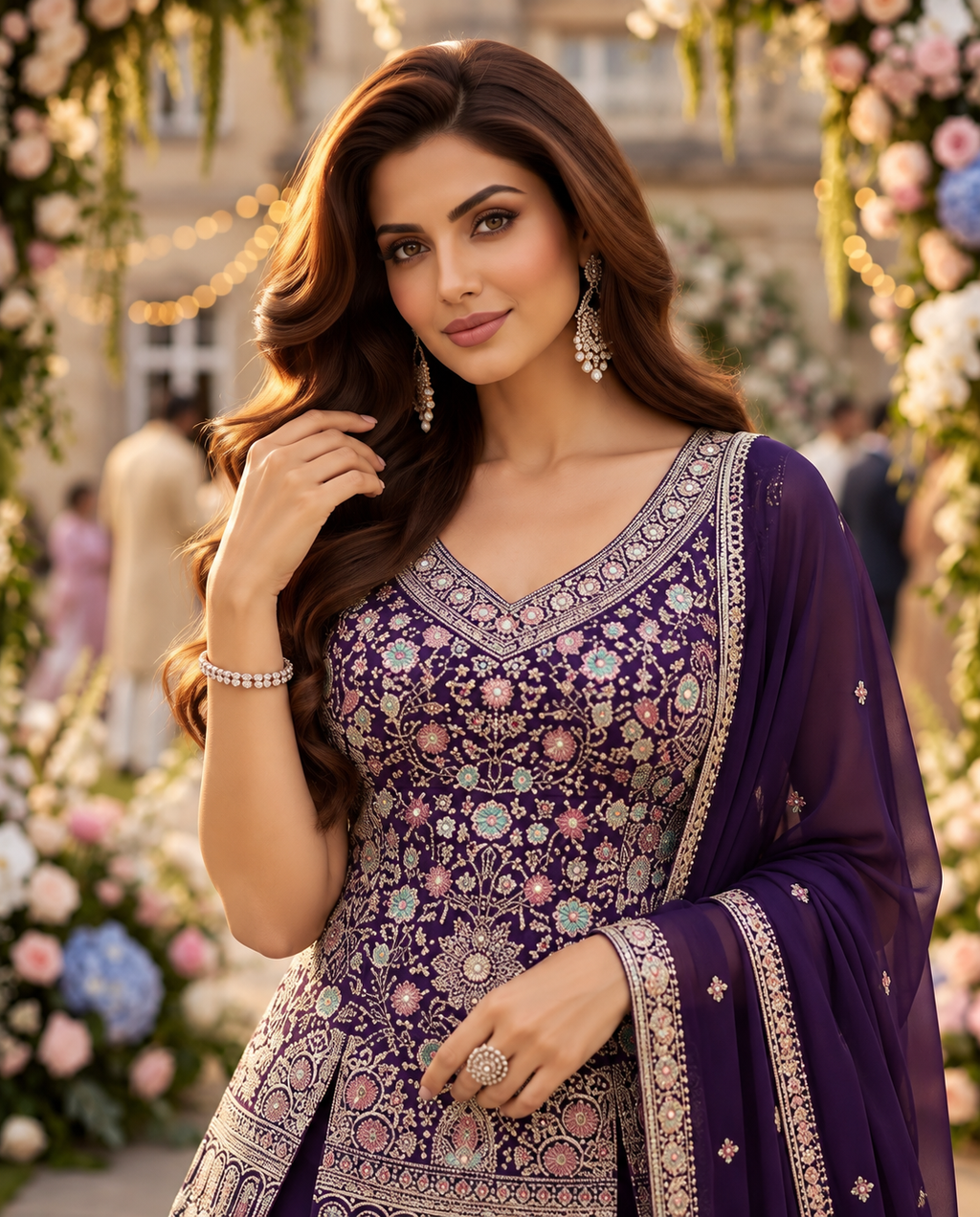 Real Georgette with Lining - Embroidery Top, Bottom & Dupatta