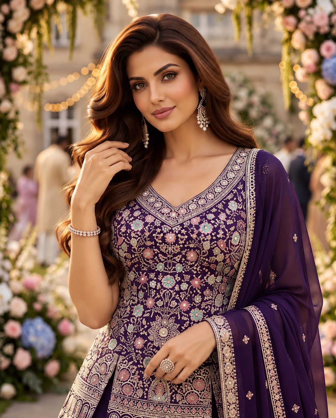 Real Georgette with Lining - Embroidery Top, Bottom & Dupatta