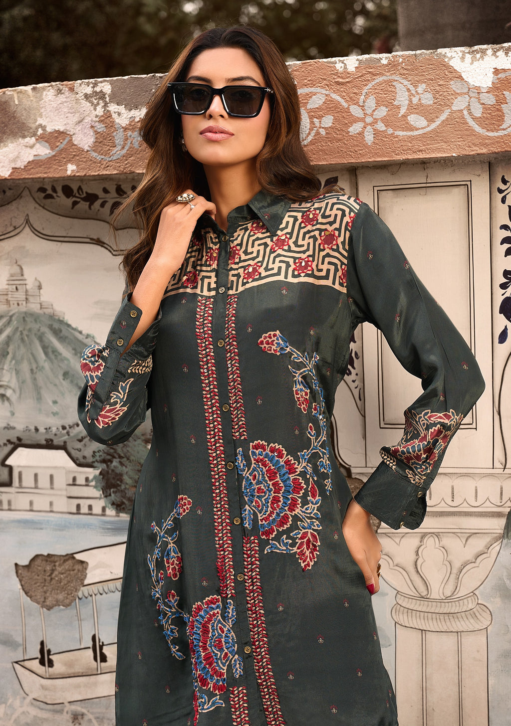 Pure Crepe Handwork Co-ord