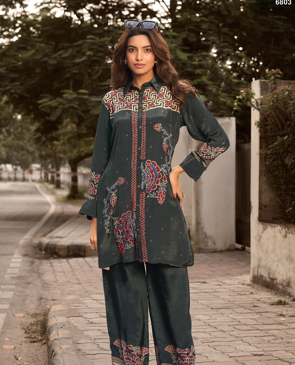 Pure Crepe Handwork Co-ord