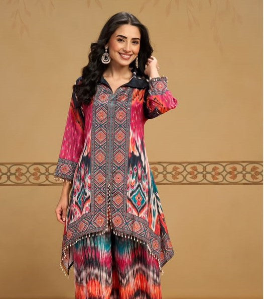 Pure Crepe Mirror Work & Embellishments Co-ord