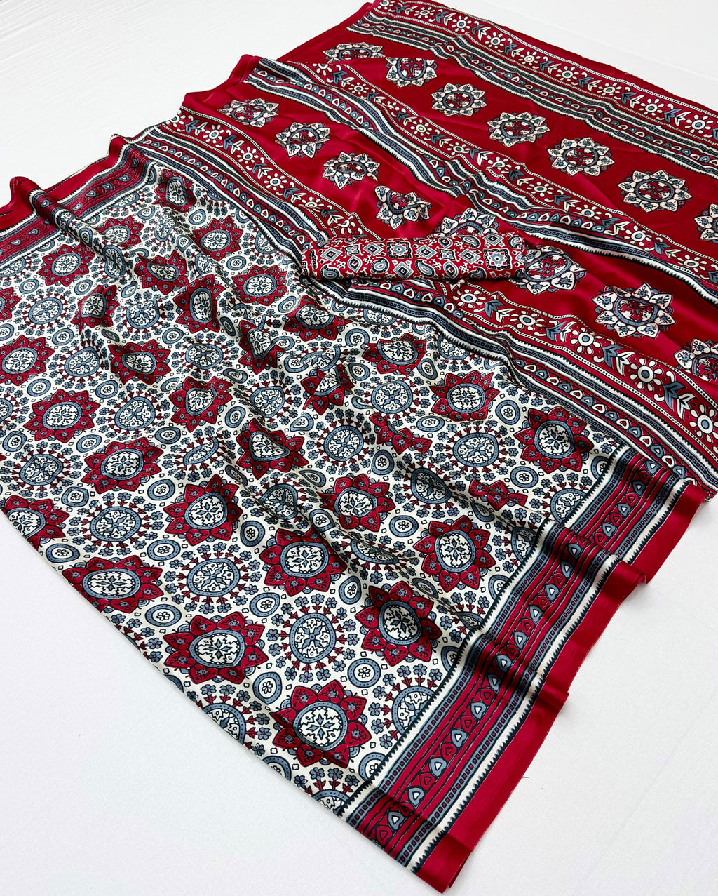 Modal Satin Ajrakh Saree