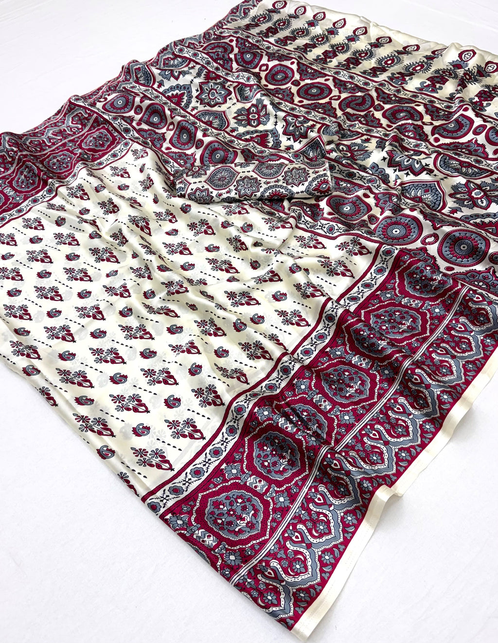 Modal Satin Ajrakh Saree