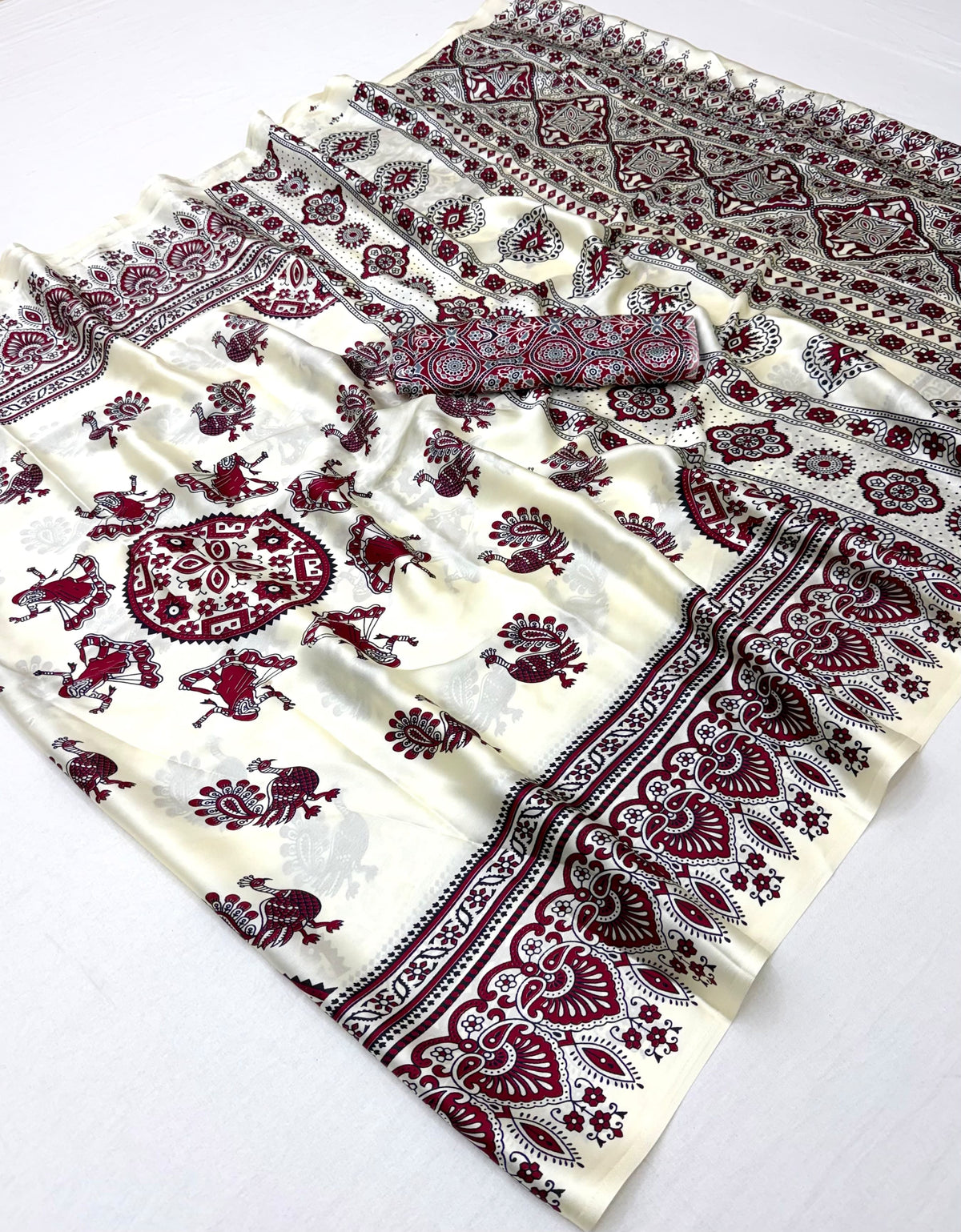 Modal Satin Ajrakh Saree