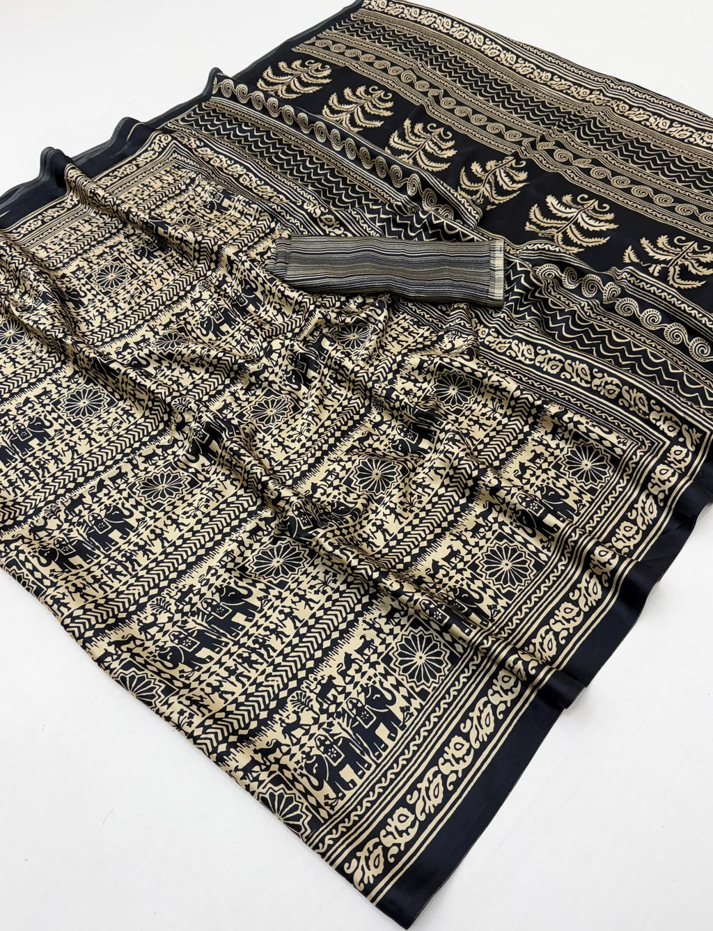 Modal Satin Ajrakh Saree