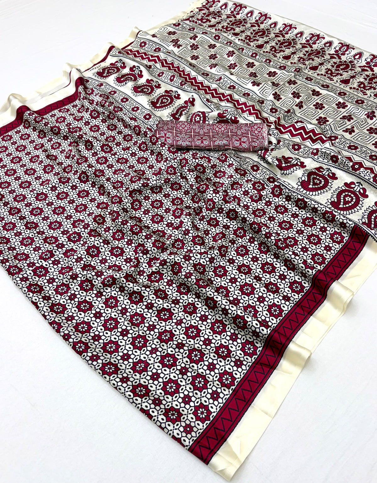 Modal Satin Ajrakh Saree