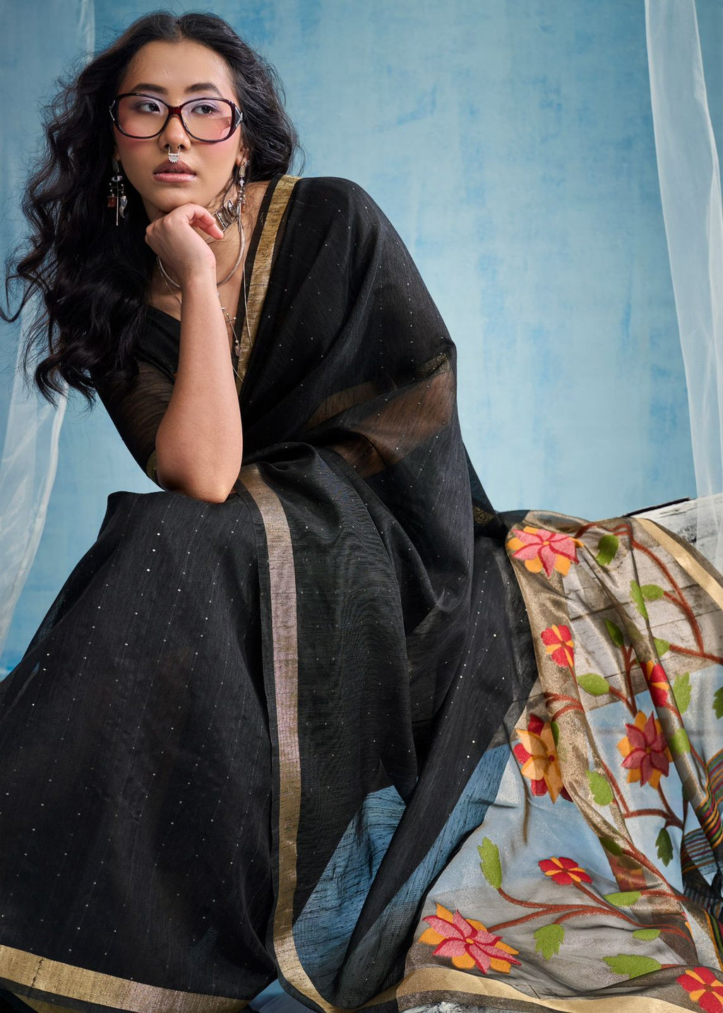 Munga Silk Sitara Saree with Tissue Pallu