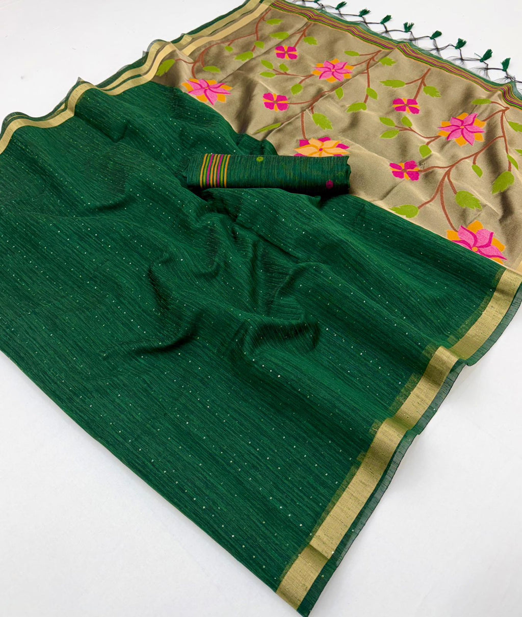 Munga Silk Sitara Saree with Tissue Pallu