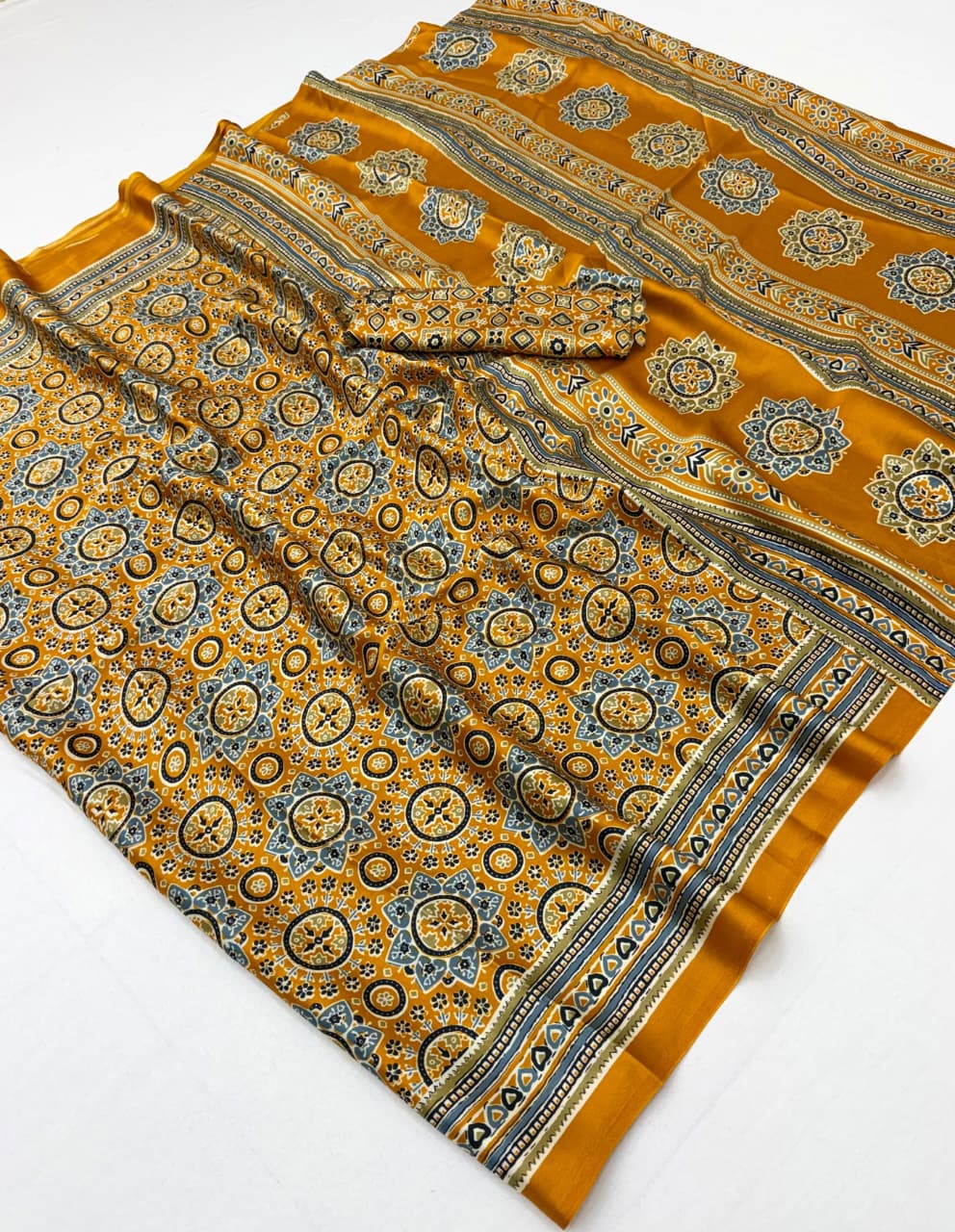 Modal Satin Ajrakh Saree