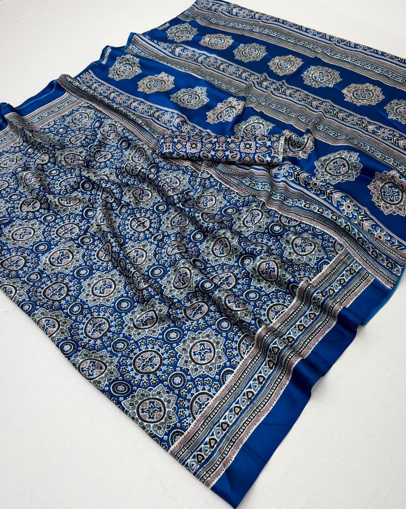 Modal Satin Ajrakh Saree