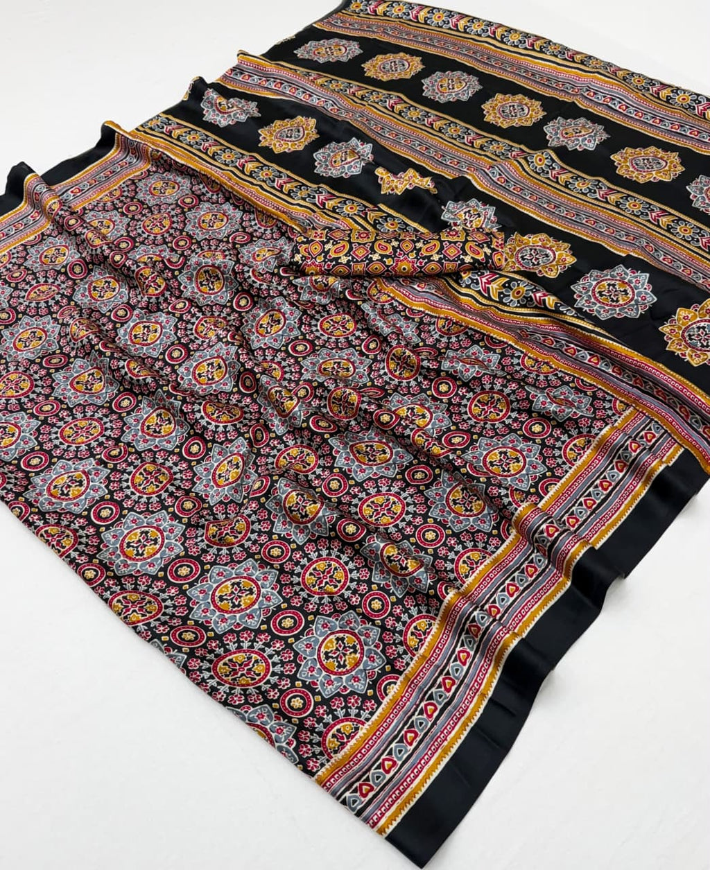 Modal Satin Ajrakh Saree