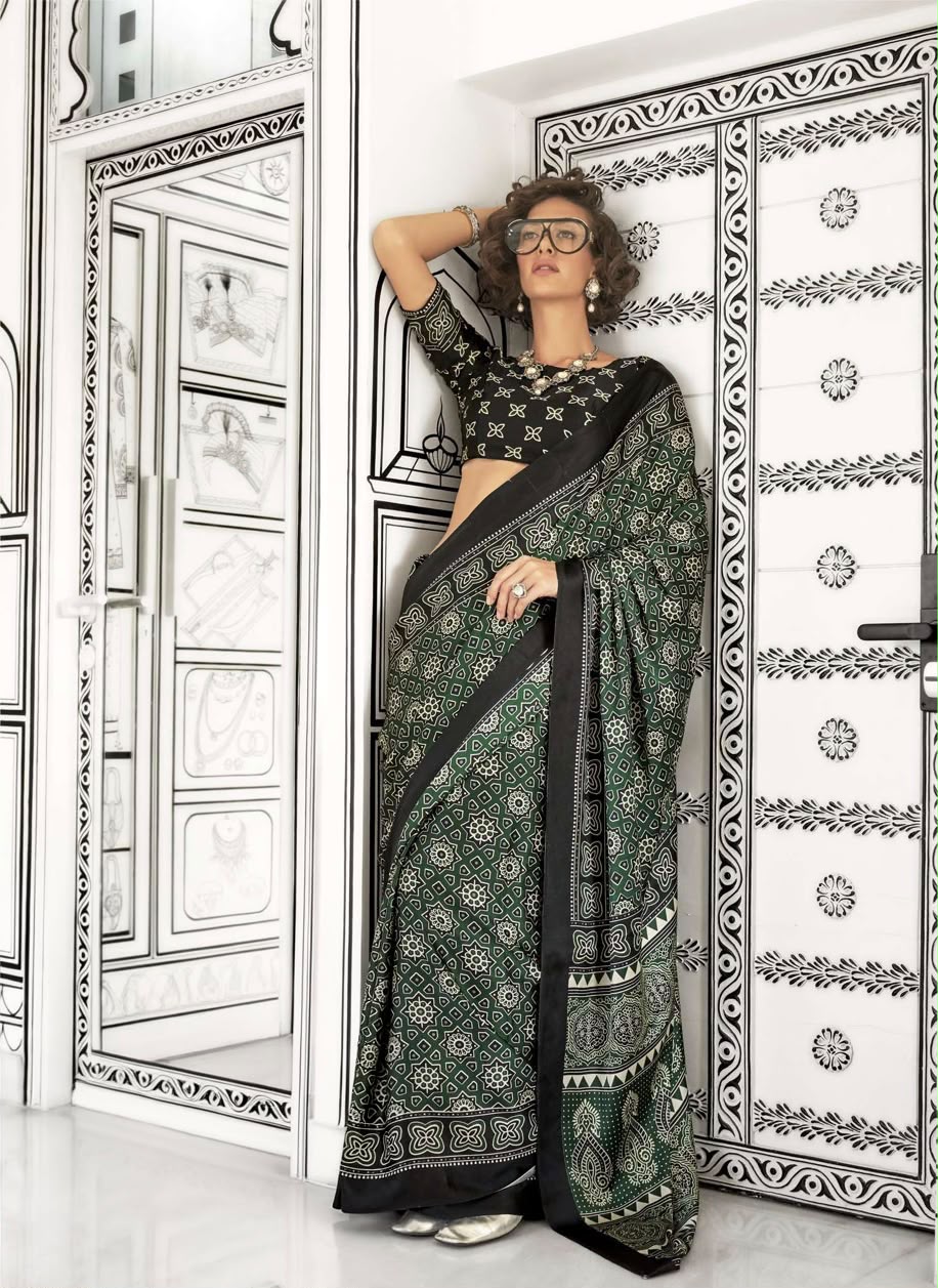 Ajrakh Modal Saree