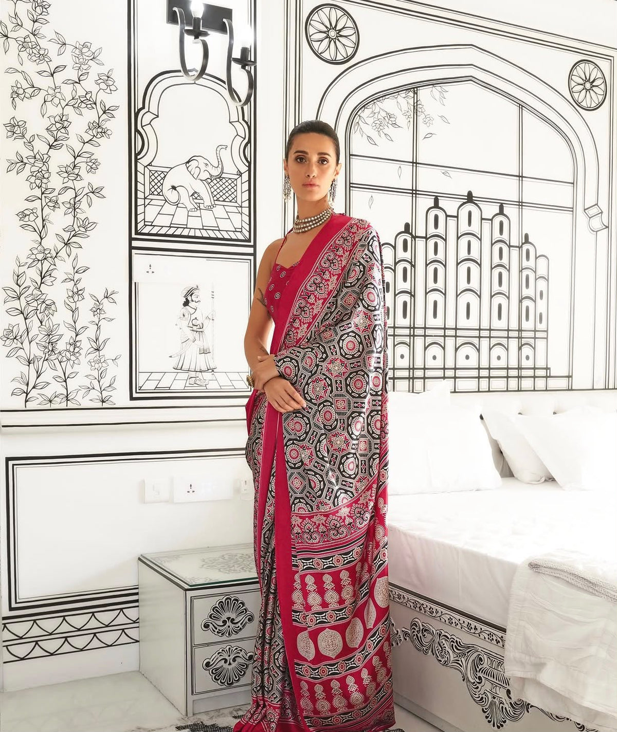 Ajrakh Modal Saree