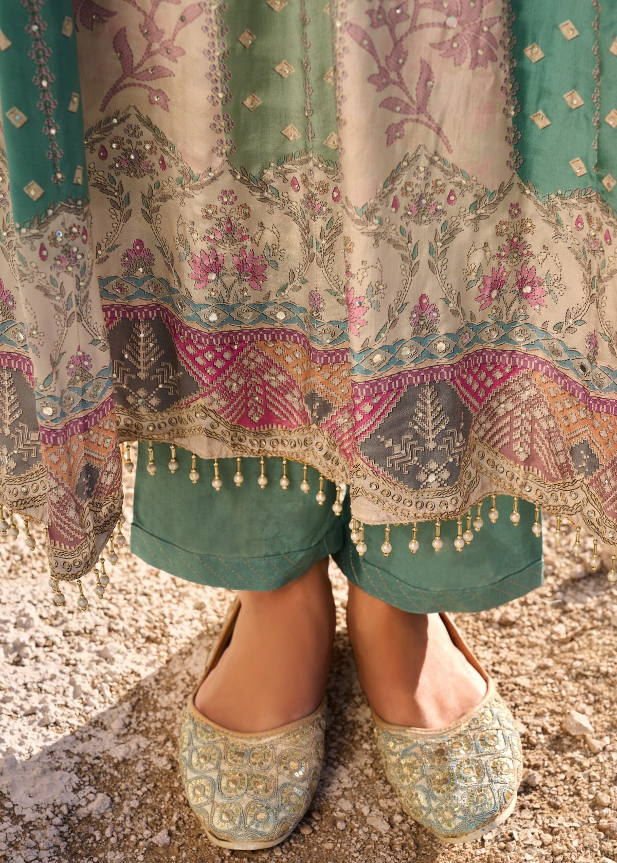 Designer Anarkali Suit | Pure Crepe with Stone Work
