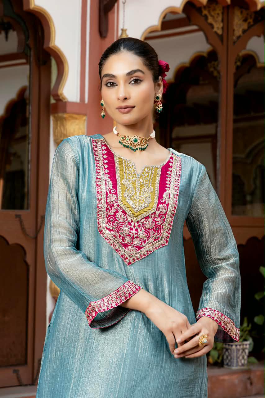 Aqua blue suit set