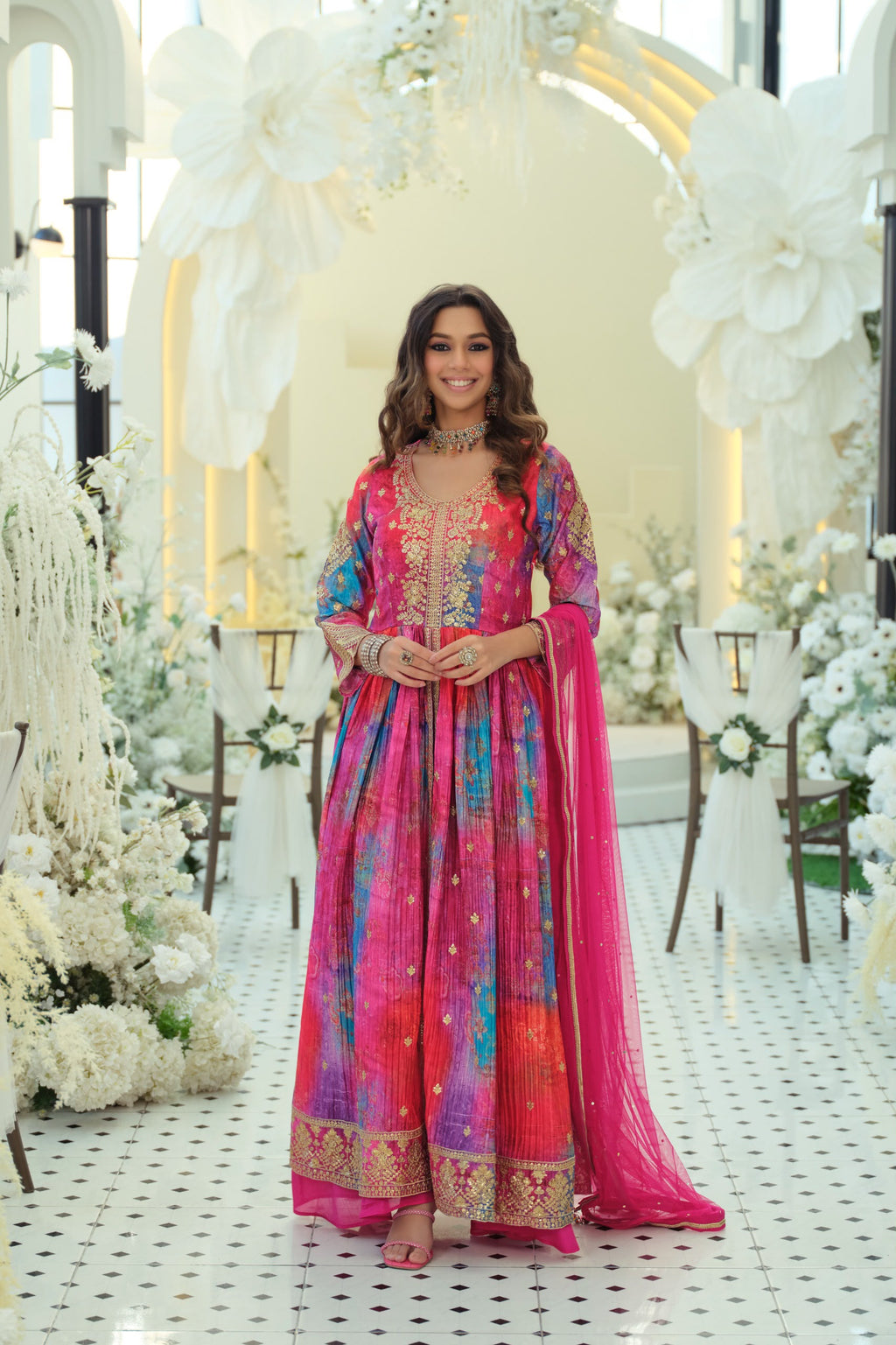 Multicolour Anarkali Suit Set