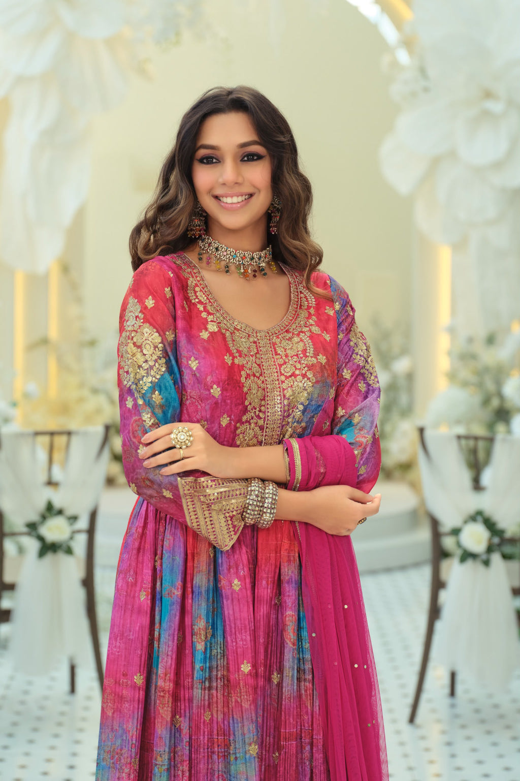 Multicolour Anarkali Suit Set