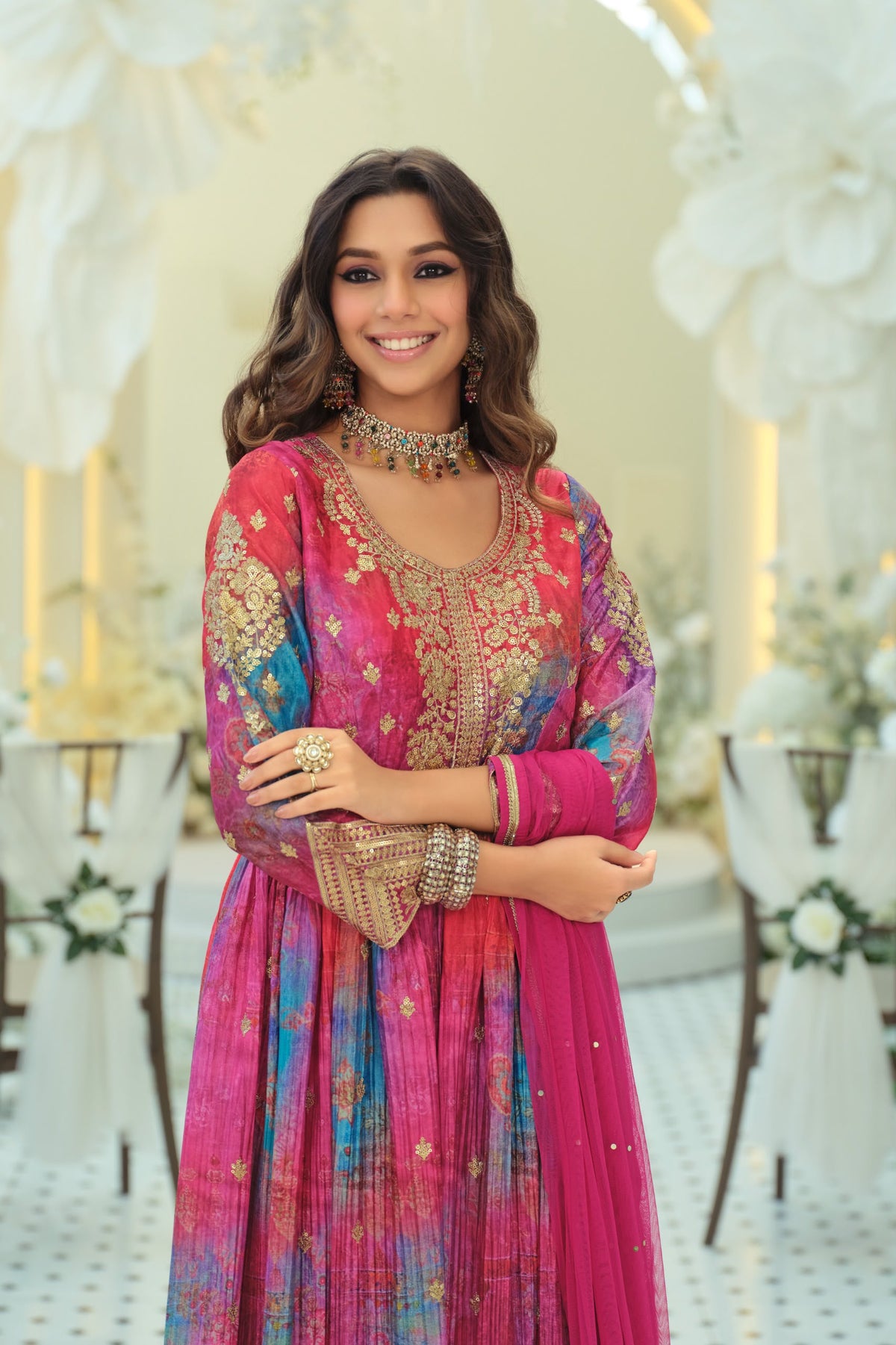 Multicolour Anarkali Suit Set
