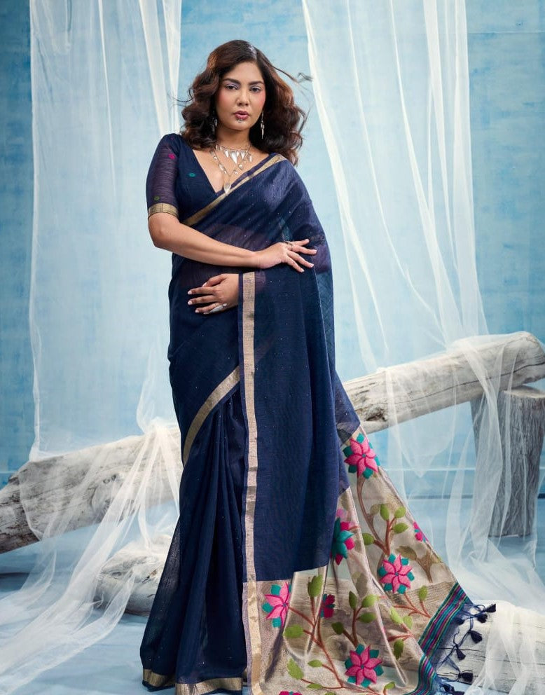 Munga Silk Sitara Saree with Tissue Pallu