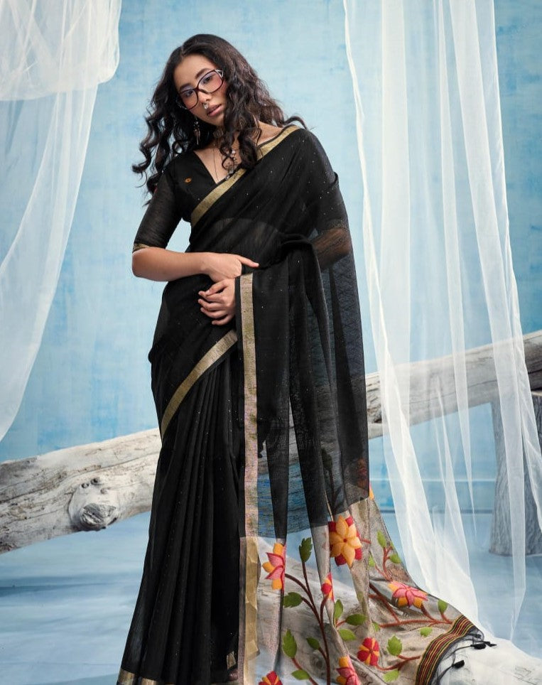 Munga Silk Sitara Saree with Tissue Pallu