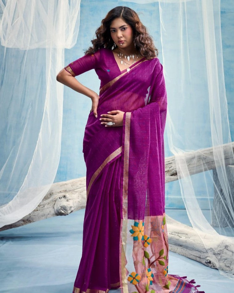 Munga Silk Sitara Saree with Tissue Pallu