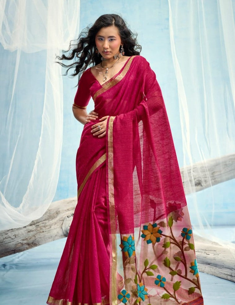 Munga Silk Sitara Saree with Tissue Pallu