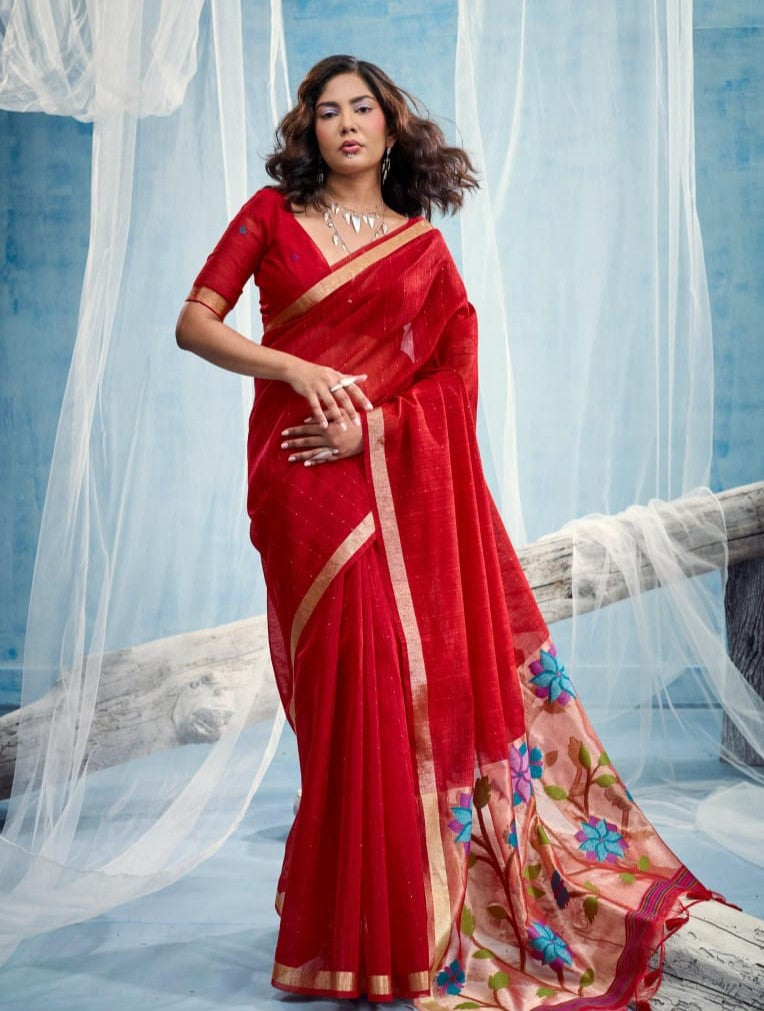 Munga Silk Sitara Saree with Tissue Pallu